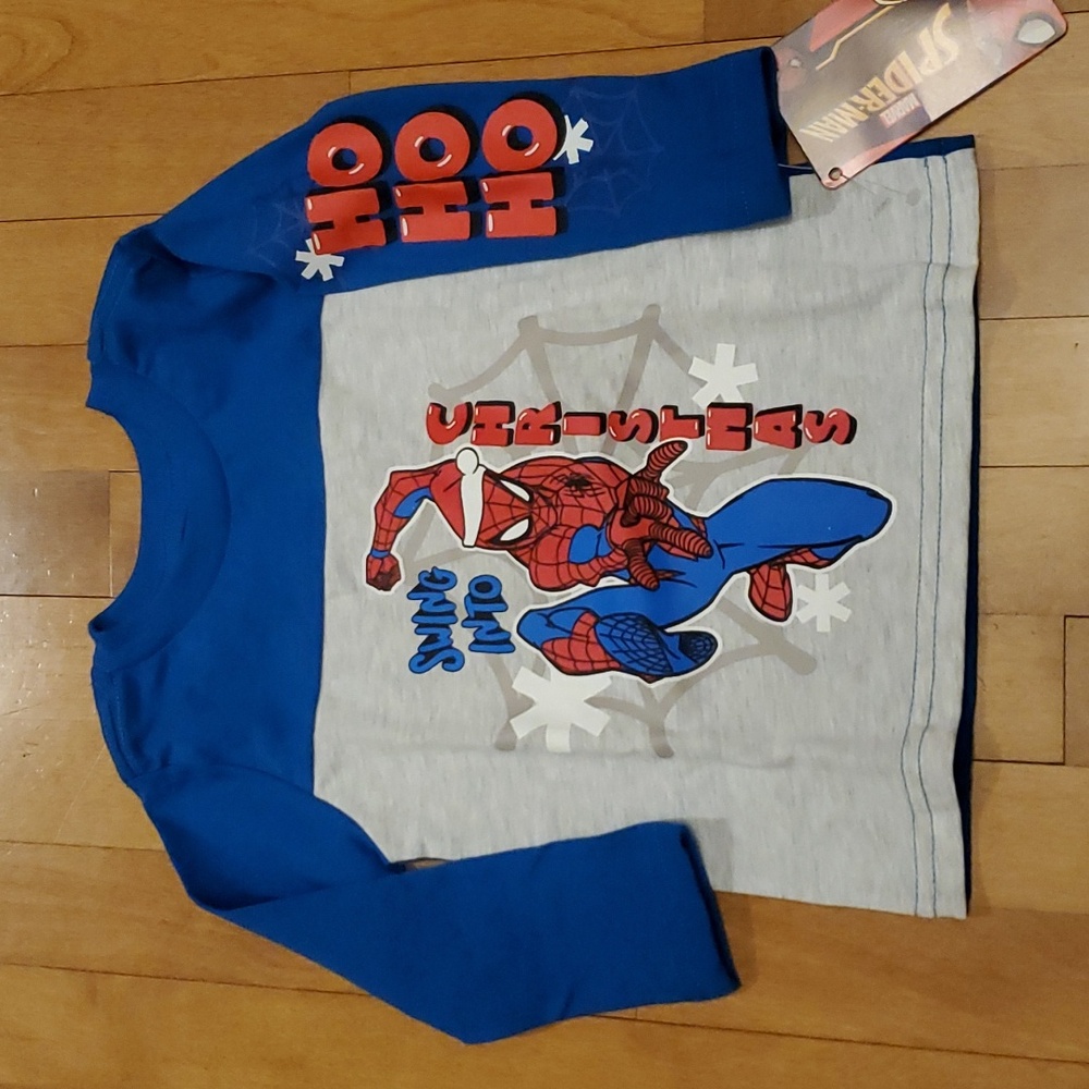 Toddler Boys Girls SPIDER-MAN Swing Into Christmas T-Shirt Size 2T 4T Santa NWT